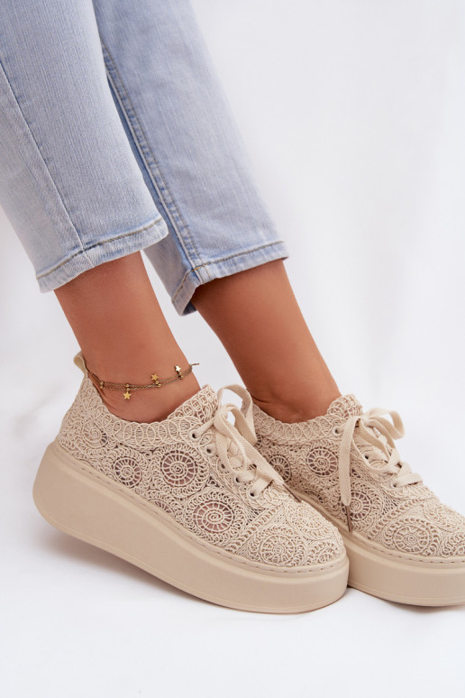 SzydełkoIne Sporta apavi Sieviešu ar platformu smilšu krāsas Evalora