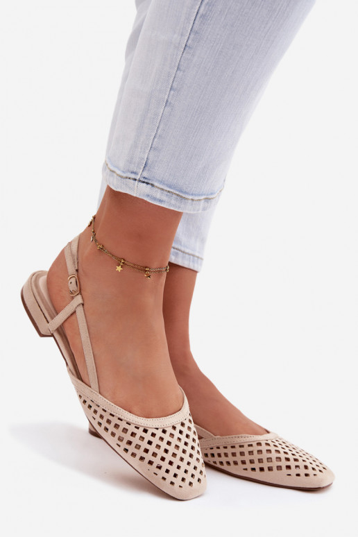 Ažūra balerīnasEko zamšādau smilšu krāsas Farivelle