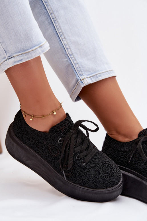 SzydełkoIne Sporta apavi Sieviešu ar platformu melnas krāsas Evalora