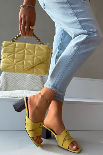 sieviešu čības ar papēdi Ar svītrām Eko zamšādaoIne Dzelteni Corivelle 2