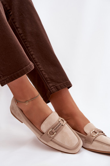 Sieviešu smilšu krāsas mokasīni ar grezniem elementiem „Evelora"