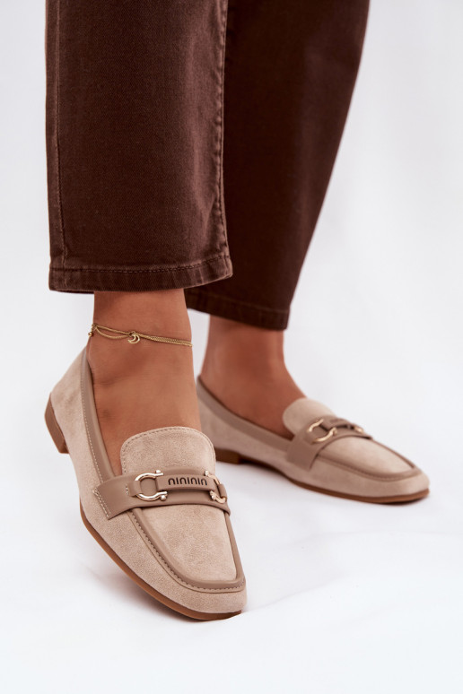 Sieviešu smilšu krāsas mokasīni ar grezniem elementiem „Evelora"