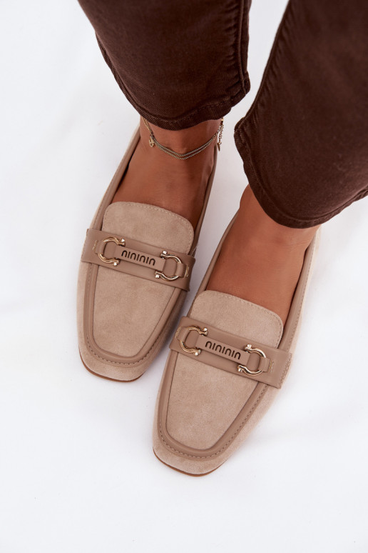Sieviešu smilšu krāsas mokasīni ar grezniem elementiem „Evelora"