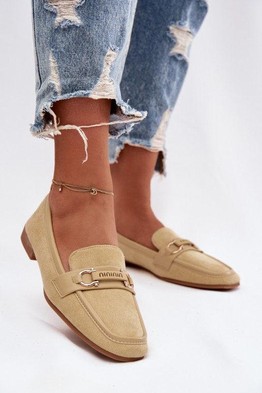 Sieviešu mokasīni ar grezniem elementiem dzeltenā krāsā Evelora