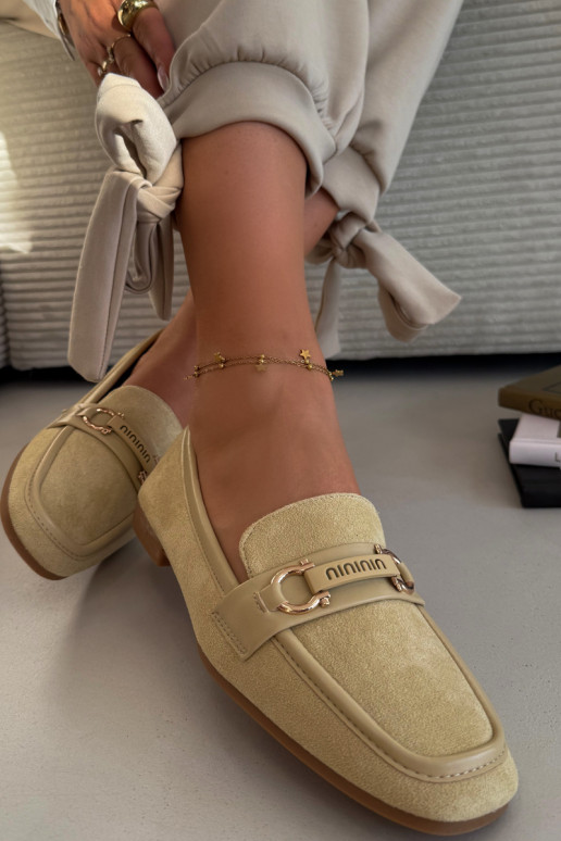 Sieviešu mokasīni ar grezniem elementiem dzeltenā krāsā Evelora