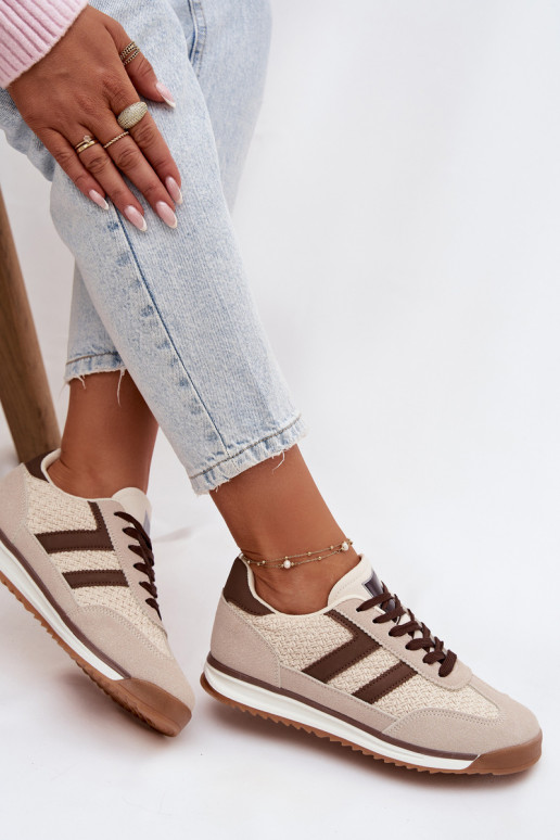 Smilšu krāsas sieviešu sporta apavi „Sneakers" modelis „Soretta"