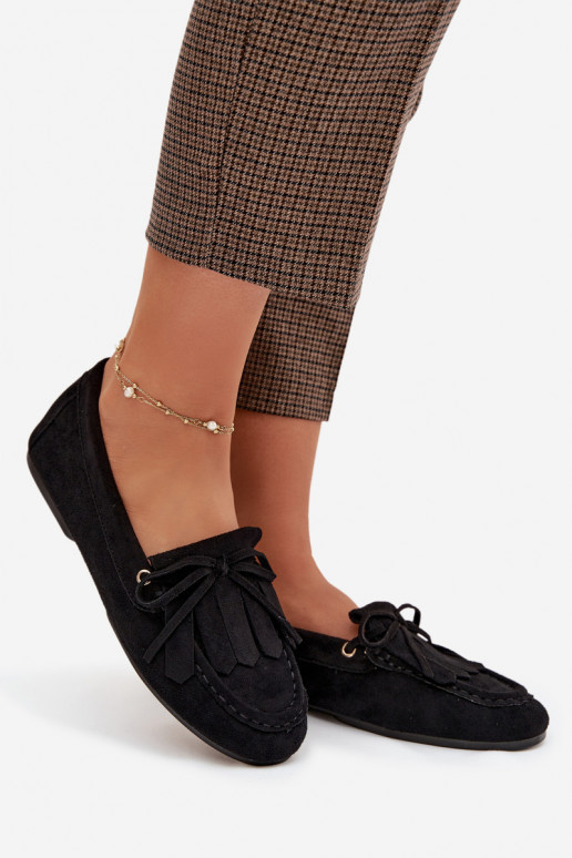 Melnie Glorina sieviešu mokasīni ar stilīgām detaļām un pušķiem