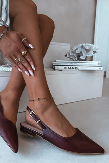 Bordo krāsas Iverelle balerīnas ar zelta sprādzēm 2