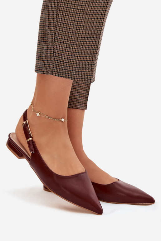 Bordo krāsas Iverelle balerīnas ar zelta sprādzēm