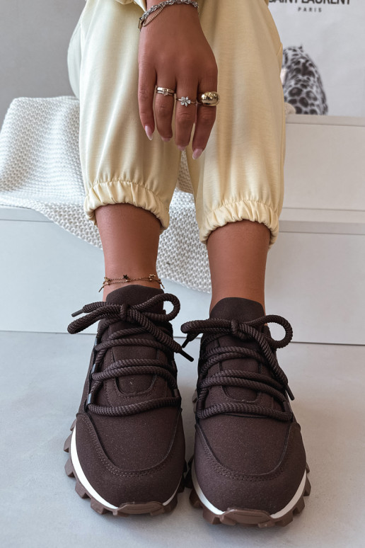 Sieviešu sporta apavi ar platformu šokolādes krāsā Riadella