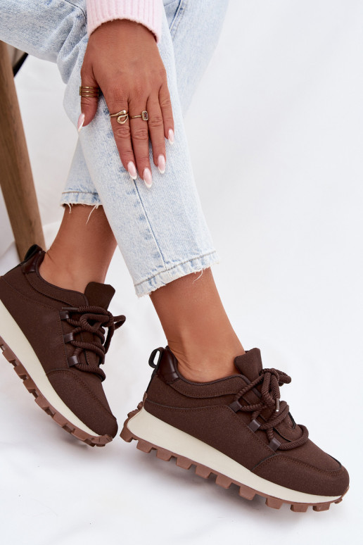 Sieviešu sporta apavi ar platformu šokolādes krāsā Riadella