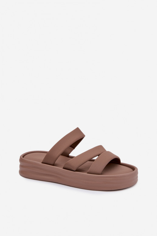 Auduma sieviešu čības ar platformu Ar svītrām Haki krāsas Liorine