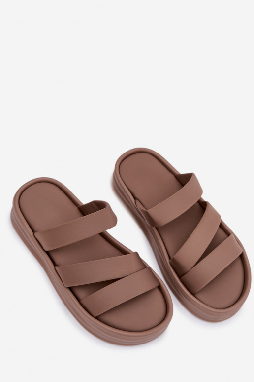 Auduma sieviešu čības ar platformu Ar svītrām Haki krāsas Liorine