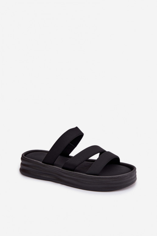 Auduma sieviešu čības ar platformu Ar svītrām melnas krāsas Liorine