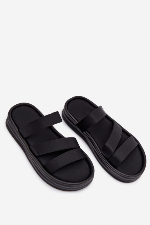 Auduma sieviešu čības ar platformu Ar svītrām melnas krāsas Liorine