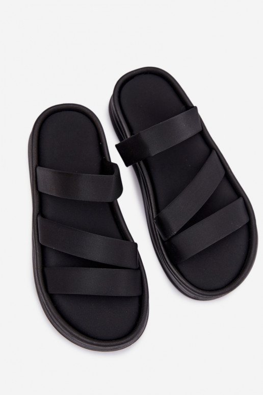 Auduma sieviešu čības ar platformu Ar svītrām melnas krāsas Liorine