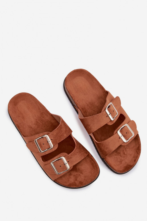 sieviešu čības ar sprādzēm brūnas krāsas Oliena