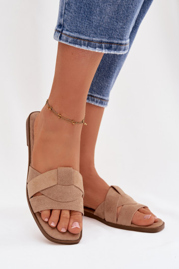 Čības Sieviešu dzīvoklis Ar svītrām Eko zamšādaoIne smilšu krāsas Florane