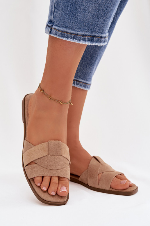 Čības Sieviešu dzīvoklis Ar svītrām Eko zamšādaoIne smilšu krāsas Florane