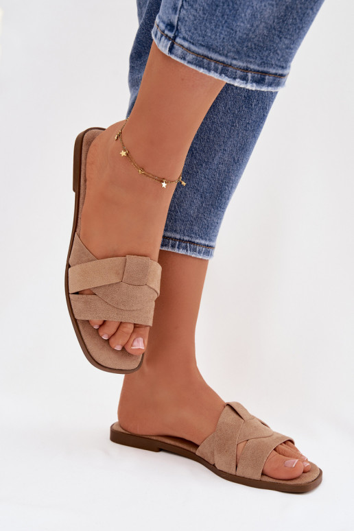 Čības Sieviešu dzīvoklis Ar svītrām Eko zamšādaoIne smilšu krāsas Florane