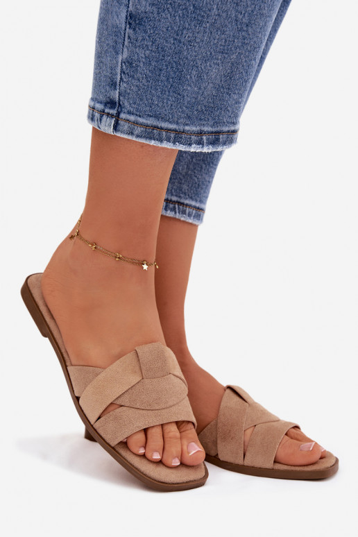 Čības Sieviešu dzīvoklis Ar svītrām Eko zamšādaoIne smilšu krāsas Florane