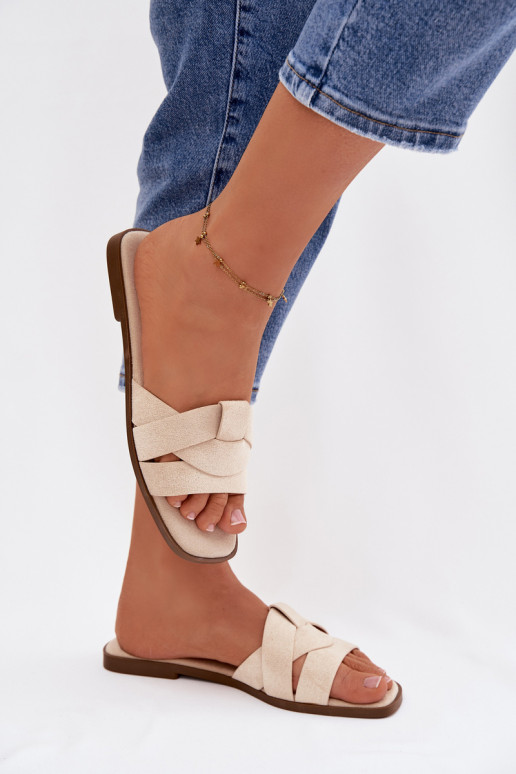 Čības Sieviešu dzīvoklis Ar svītrām Eko zamšādaoIne Ziloņkaula krāsas Florane