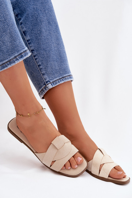 Čības Sieviešu dzīvoklis Ar svītrām Eko zamšādaoIne Ziloņkaula krāsas Florane