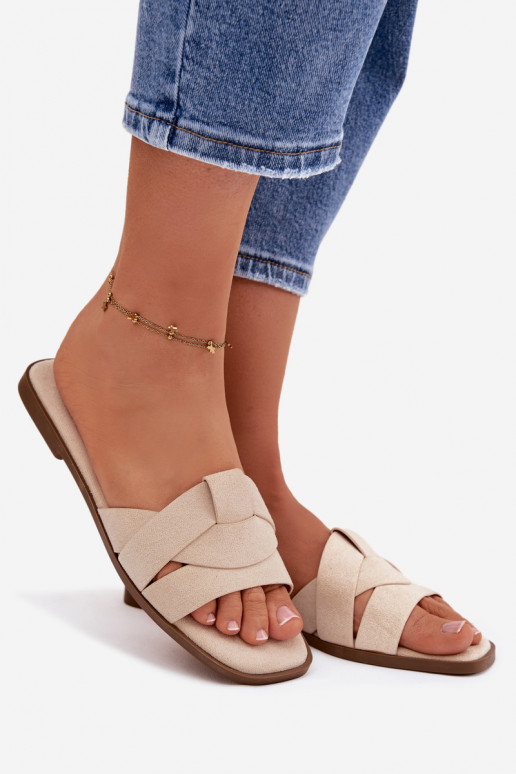 Čības Sieviešu dzīvoklis Ar svītrām Eko zamšādaoIne Ziloņkaula krāsas Florane