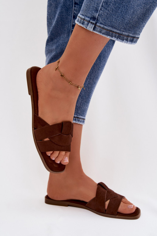 Čības Sieviešu dzīvoklis Ar svītrām Eko zamšādaoIne CzekoladoIne Florane