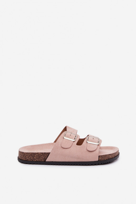 Sieviešu gaiši rozā čības ar sprādzēm „Oliena"