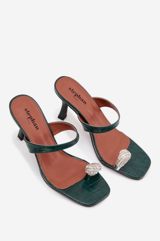 sieviešu čības ar papēdi Ar greznu Detalem ButelkoIna Zieleń Lorissa