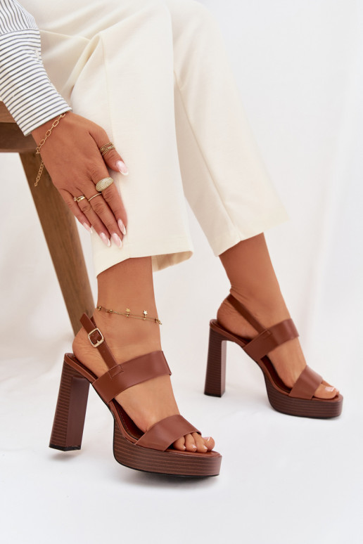 Sieviešu basenes Un platforma Eko Āda brūnas krāsas Hanelia