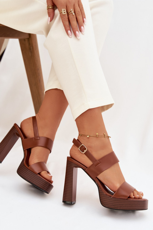 Sieviešu basenes Un platforma Eko Āda brūnas krāsas Hanelia