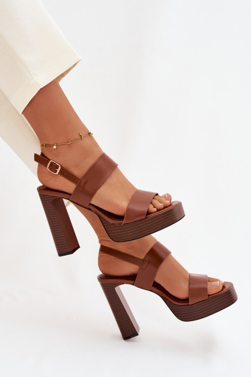 Sieviešu basenes Un platforma Eko Āda brūnas krāsas Hanelia