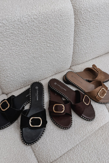 sieviešu čības ar platiem papēžiem Ar zelta sprādzi brūnas krāsas Selivelle 2