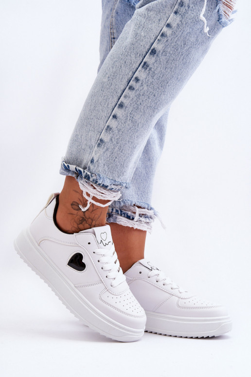 Klasiska modeļa sporta apavi Ar Sirdi Baltas-melnas krāsas Amore