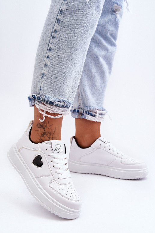 Klasiska modeļa sporta apavi Ar Sirdi Baltas-melnas krāsas Amore