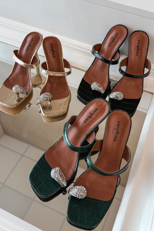 sieviešu čības ar papēdi Ar greznu Detalem melnas krāsas Lorissa