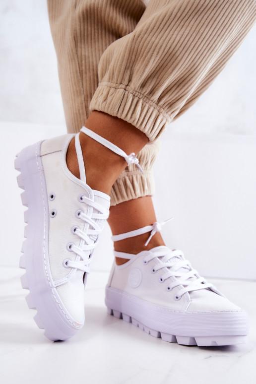 Sieviešu apavi ar platformu BIG STAR JJ274488 baltas krāsas