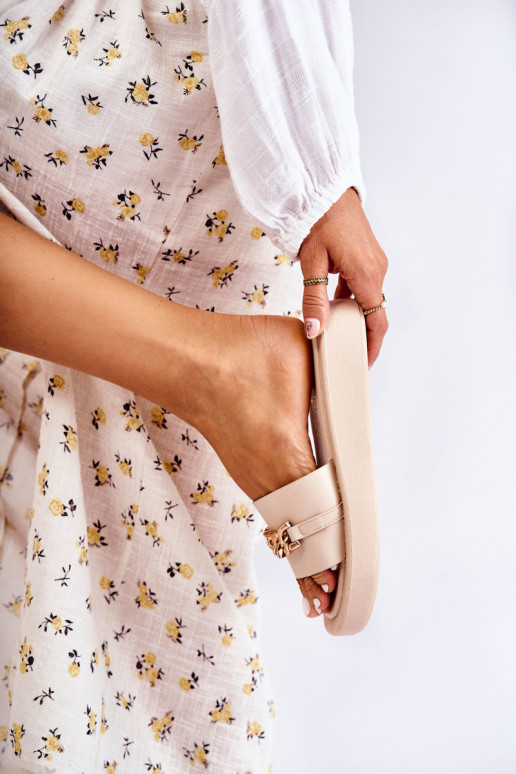 Stilīgasrnas čības Ar ķēdi smilšu krāsas Megosa