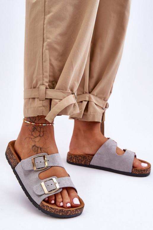 Uzvelkamas čības Uz korķa zoles Pelēkas krāsas Cortina