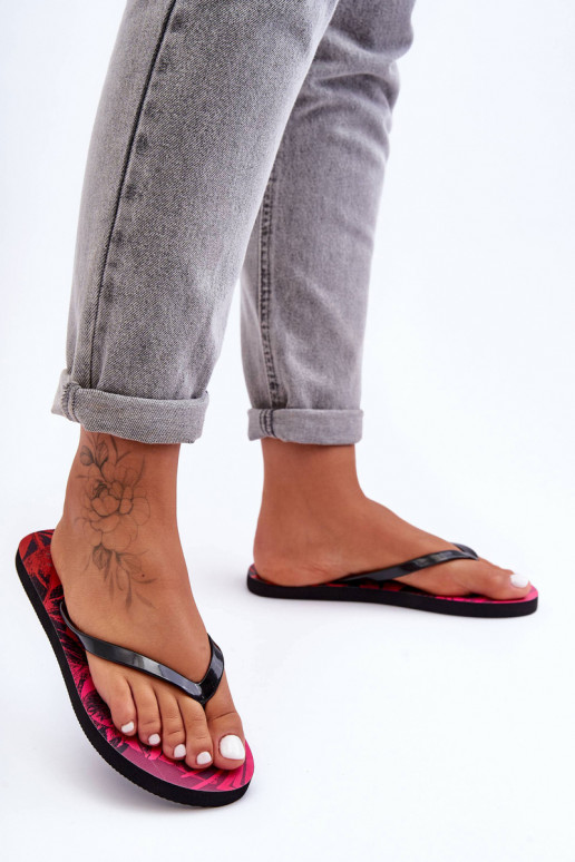 Klasiska modeļa Čības modernas iešļūcenes 4F 4FSS23FFLIF060-90S Melns-Rozā krāsas