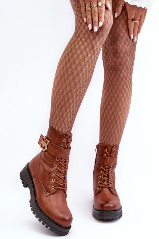 zābaki Sieviešu ar rāvējslēdzējiem ar ornamentiem brūnas krāsas Ciossava