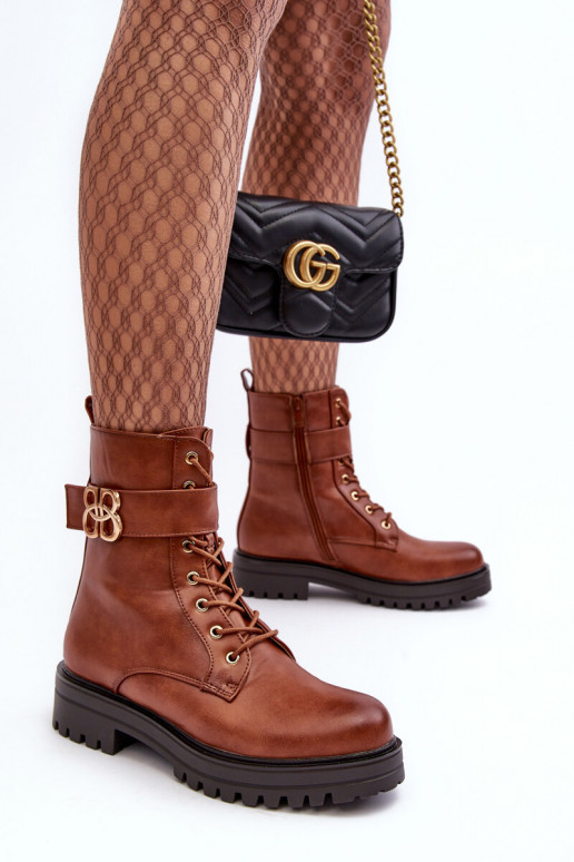 zābaki Sieviešu ar rāvējslēdzējiem ar ornamentiem brūnas krāsas Ciossava