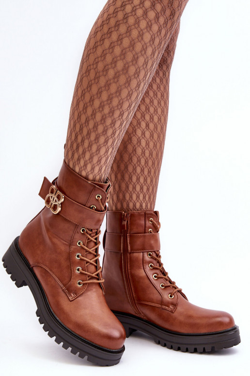 zābaki Sieviešu ar rāvējslēdzējiem ar ornamentiem brūnas krāsas Ciossava