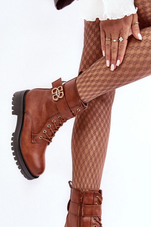 zābaki Sieviešu ar rāvējslēdzējiem ar ornamentiem brūnas krāsas Ciossava