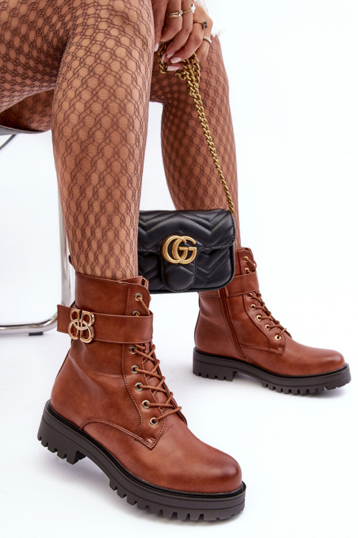 zābaki Sieviešu ar rāvējslēdzējiem ar ornamentiem brūnas krāsas Ciossava