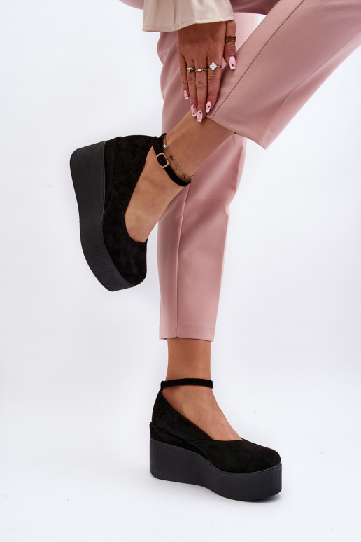 Sieviešu espadrilles Uz Ķīļa melnas krāsas Tā irlla