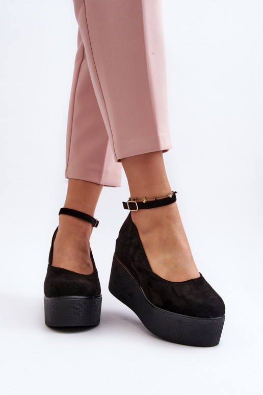 Sieviešu espadrilles Uz Ķīļa melnas krāsas Tā irlla