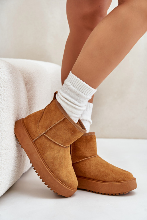 Sieviešu sniega apavi ar platformuEko zamšādau brūnas krāsas Atteria